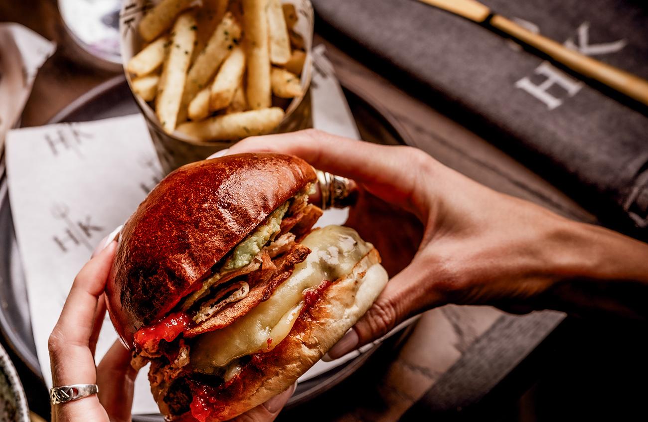 Juicy burger at Hell's Kitchen